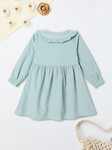 Max Girls Embroidered Collar Dress(Green_2-3 Y)