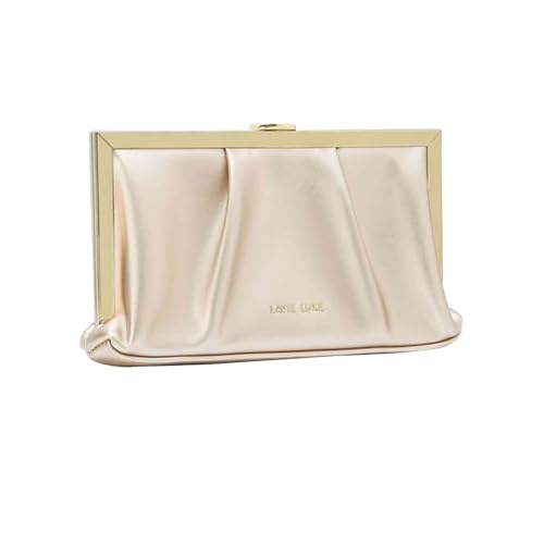 Lavie Luxe Pleatz Solid Synthetic Zipper Closure Women's Clutch (ROSE_GOLD,MEDIUM)