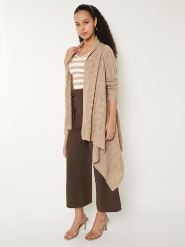 Max Women Crochet Waterfall Shrug (Beige_M)