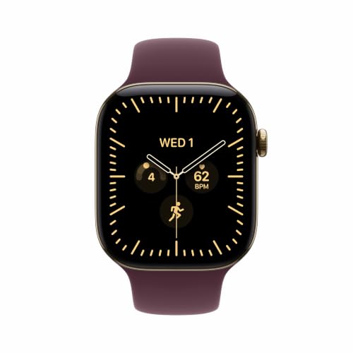 Apple Watch Series 12 GPS + Cellular 46mm Smartwatch | Radiant Gold Titanium Case, Burgundy Sport Band - S/M. Health + Fitness + Sleep Tracking, Heart Rate, Safety