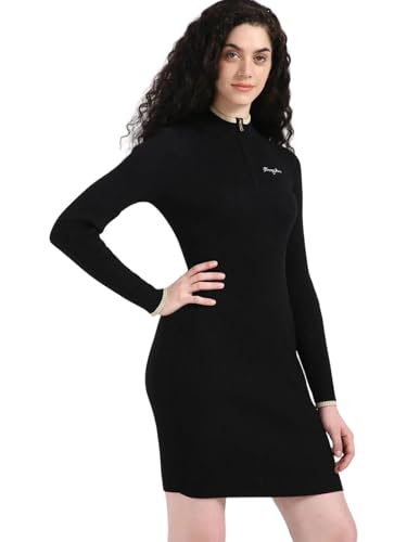 Polyester Half-Zip Neck Bodycon Dress