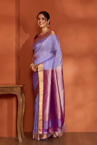 Taneira Women Light Violet Woven Apsara Silk Viscose Saree with Unstitched Blouse Piece (SAPP03AA0849-Light Violet)