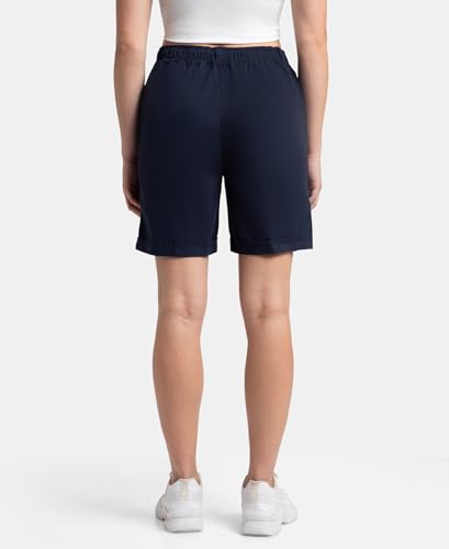 Jockey A125 Women's Super Combed Cotton Woven Twill Fabric Relaxed Fit Shorts with Convenient Side Pockets_Navy Blazer_XXL