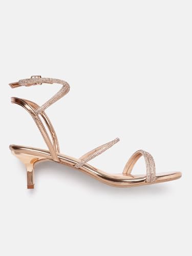 Marc Loire Women Embellished Fashion Sandals with Kitten Heels (Rose Gold, UK Footwear Size System, Adult, Women, Numeric, Medium, 7)