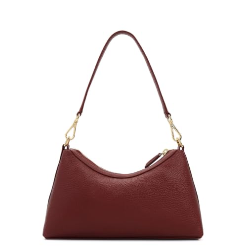 Da Milano Leather Shoulder Bag for Women - Cherry Red (LB-03232OL)