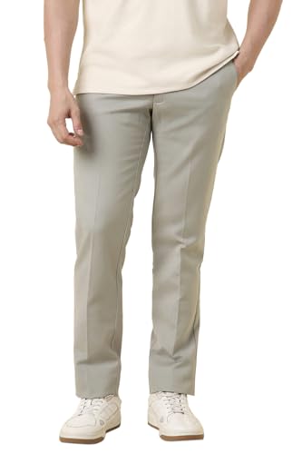 Men Grey Solid Casual Trousers