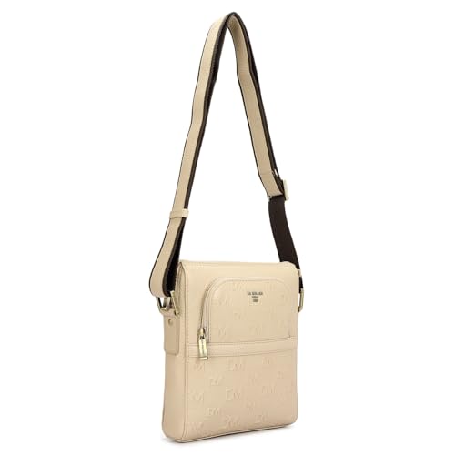 Da Milano Leather White Sling Bag for Men (10007D)
