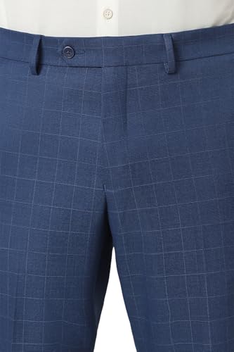 Van Heusen Men Navy Check Slim Fit Wedding Two Piece Suit