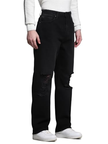 Jack & Jones Men's Dark Grey High Rise Loose Fit Jeans