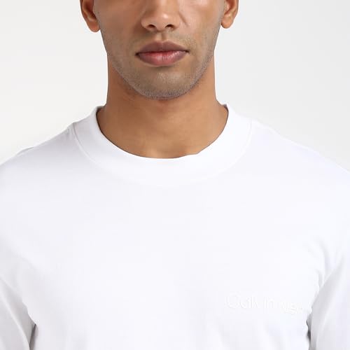 Calvin Klein Department295 Solid Regular Fit T Shirt (J325651YAF_Bright White XXL)