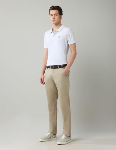 Arrow Men's Printed Slim Fit Acrylic Casual Trouser Beige