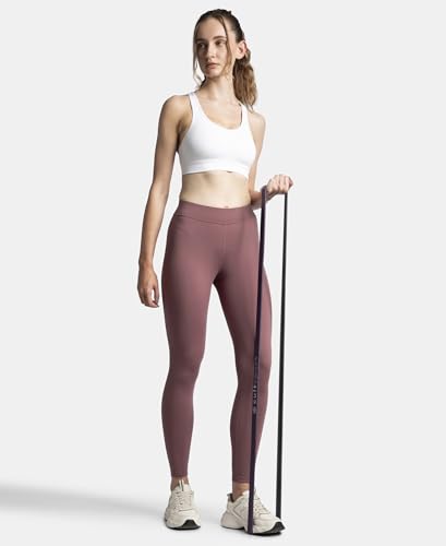 Jockey MW20 Women's Microfiber Elastane Stretch Performance Leggings with Elasticated Waistband_Wild Ginger_L Red