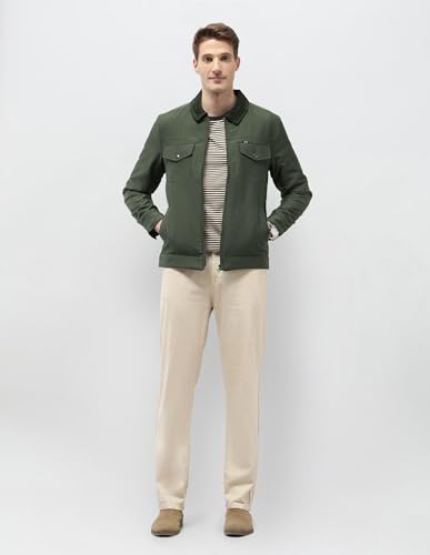 U.S. Polo Assn. Denim Co. Men's Solid Regular Fit Jacket (UDJCKS010_Olive_XL)