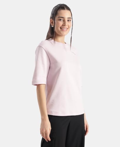 Jockey WZ26 Women Super Combed Cotton Rich Oversized Graphic Print T-Shirt_Lilac Snow_S
