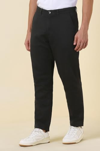 Men Black Solid Casual Trousers