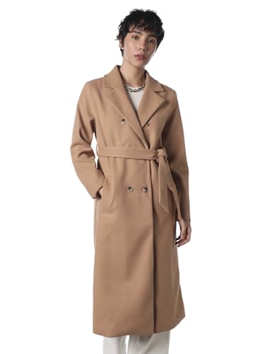 ONLY Women's Solid Loose Fit Brown Coat