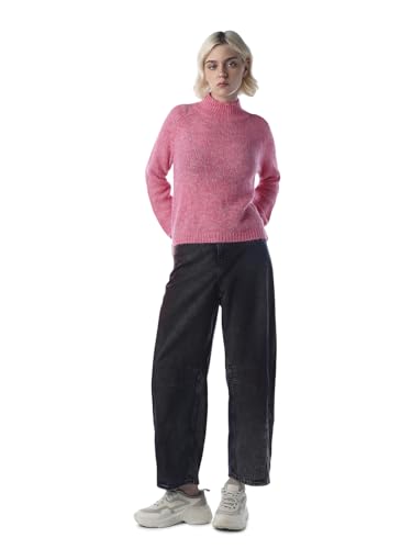 ONLY Women's Solid Regular Fit Pink Sweater