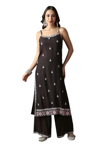 Globus Women Kurta Set (8909389016232_Black_M)