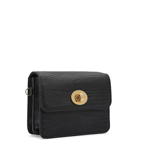 Da Milano Premium Leather Sling Wallet for Women | Multi Compartment Travel Wallet - Black (10563)