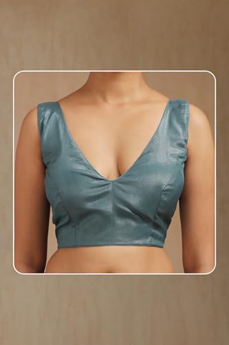 Soch Womens Turquoise Blue Fendy Georgette Embroidered Saree With Stone Work