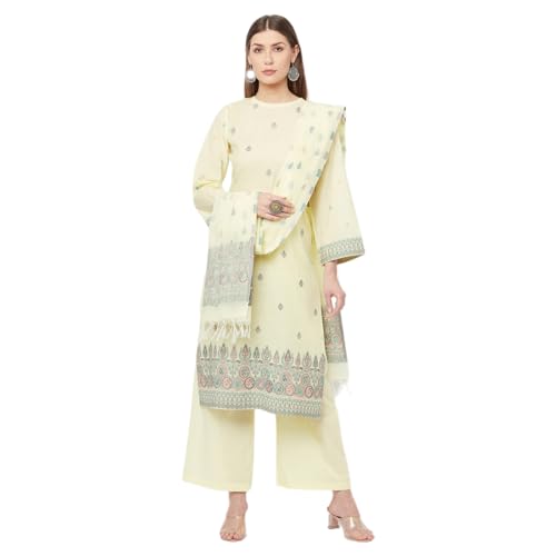 AFSA Women Summer Wear Organic Cotton Woven Design Unstitched Dress Material With Dupatta