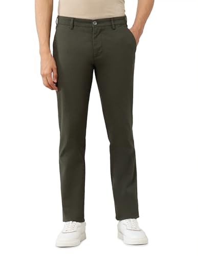 Arrow Sports Men's Mid Rise Slim Fit Trousers (ASAETRO2948_Green_36)