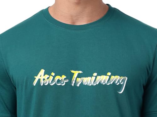 ASICS Mens Rich Teal Slogan Graphic SS TOP - L (2031E764.300)