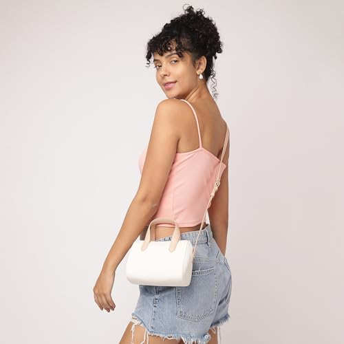 Fastrack Spacious Sling Bag for Girls | Stylish Crossbody Bag for Girls, Ladies, Women | Minimalistic Bag Made of Faux Leather (Powder Pink)