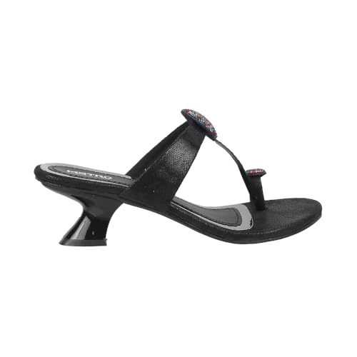 Metro Women Black Faux Leather Fashion Heel Slip-on Sandal UK/2.5 EU/35(35-814)