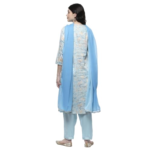Rangriti Women Blue Cotton Straight Kurta Set_40