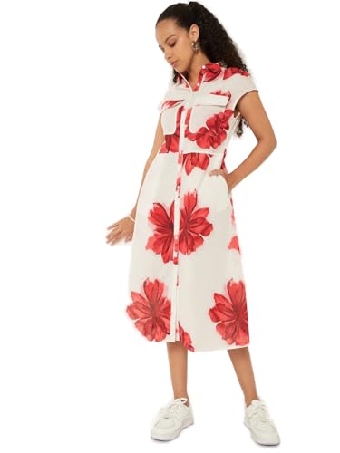Max Women Floral Print Shirt Dress (Off White_M)