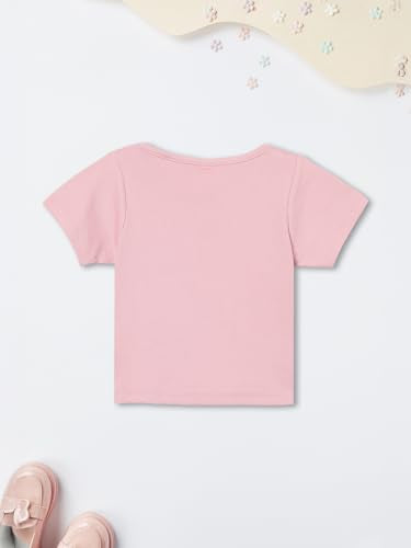 Max Girls Striped Pinafore Dress with T-Shirt (Pink_18-24 M)