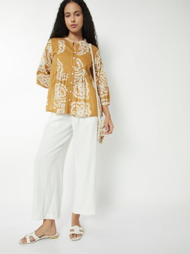 Max Women Printed A-line Tunic(Brown_L)