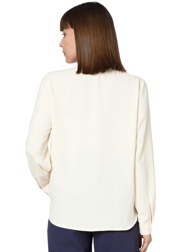 VERO MODA Women Solid Polyester Regular Fit Beige Shirt