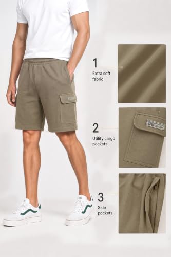 Van Heusen Men's Cargo Shorts | Cotton Blend Relaxed Fit Shorts | Utility Cargo Pockets | Zipper Side Pocket | Soft Lightweight Casual Shorts for Men | Travel & Outdoor Wear