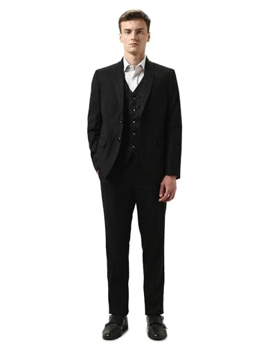 Arrow Men's Dobby Three Piece Ceremony Suit (ARAKSU5501_Black_36)