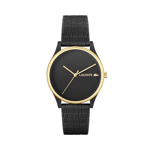 Lacoste Crocodelle Qtz Basic Black Round Dial Women's Watch|Black Silicone Material|Multi Color Band - 2001249