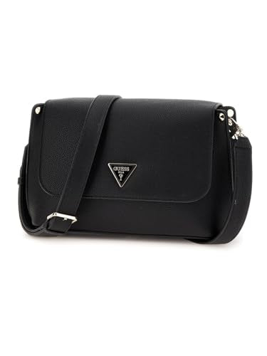 GUESS Black Textured Meridian Flap Crossbody