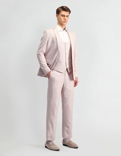 Arrow Men's Rayon Business Suit Pants Set (ARAISU5507_Beige