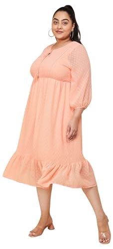 Max Plus Size Women Dobby Woven Midi Dress (DTI3203PPEACH)_3XL 20