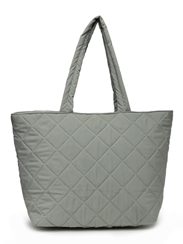 Anekaant Uno Sage Green Polyester Diamond Quilted Handheld Bag