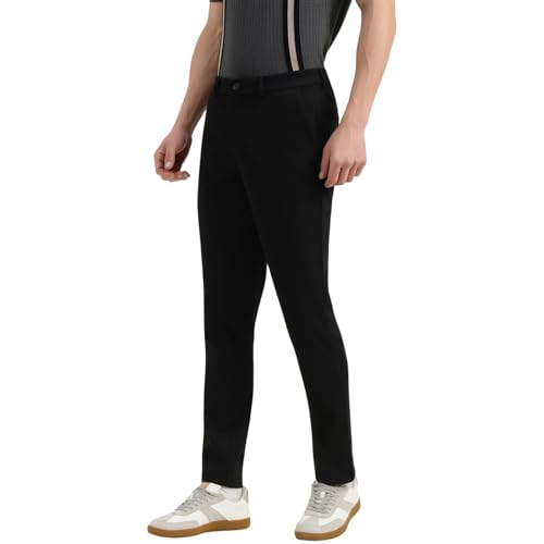 United Colors of Benetton Solid Slim Fit Trousers (Size:34)-01C4KTWB1055I10034 Black