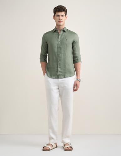 U.S.Polo Association Men's Solid Regular Fit Shirt (USSHTP1264_Light Olive_48)