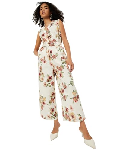 Max Women Floral Print Jumpsuit (Off White_XL)