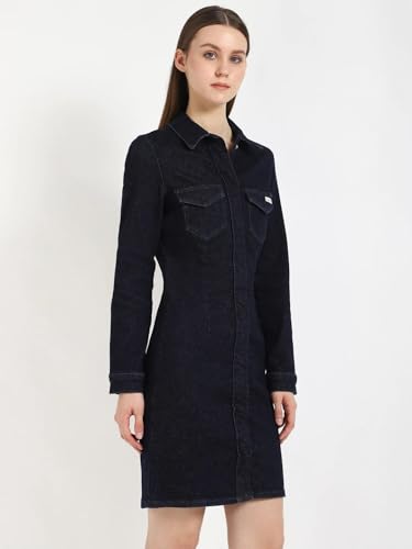 Cotton Spread Collar Denim Dress