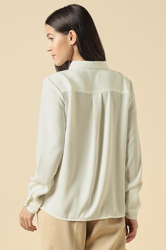 Women White Solid Long Sleeves Shirt
