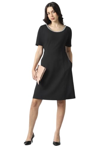 Van Heusen Women's Polyester Blend Modern Above The Knee Dress  (VWCDERGFM46758_Black