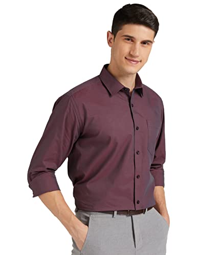 Amazon Brand - Symbol Men's Cotton Rich Formal Shirt | Plain | Full Sleeve - Regular Fit (Available in Plus Size) (Maroon_42)