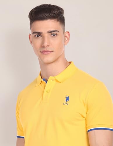 U.S. POLO ASSN. Men's Solid Slim Fit Polo Shirt (USTSHF0227_Yellow