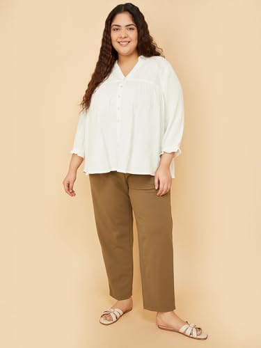 Max Women Embroidered Tunic (Off White_3XL)